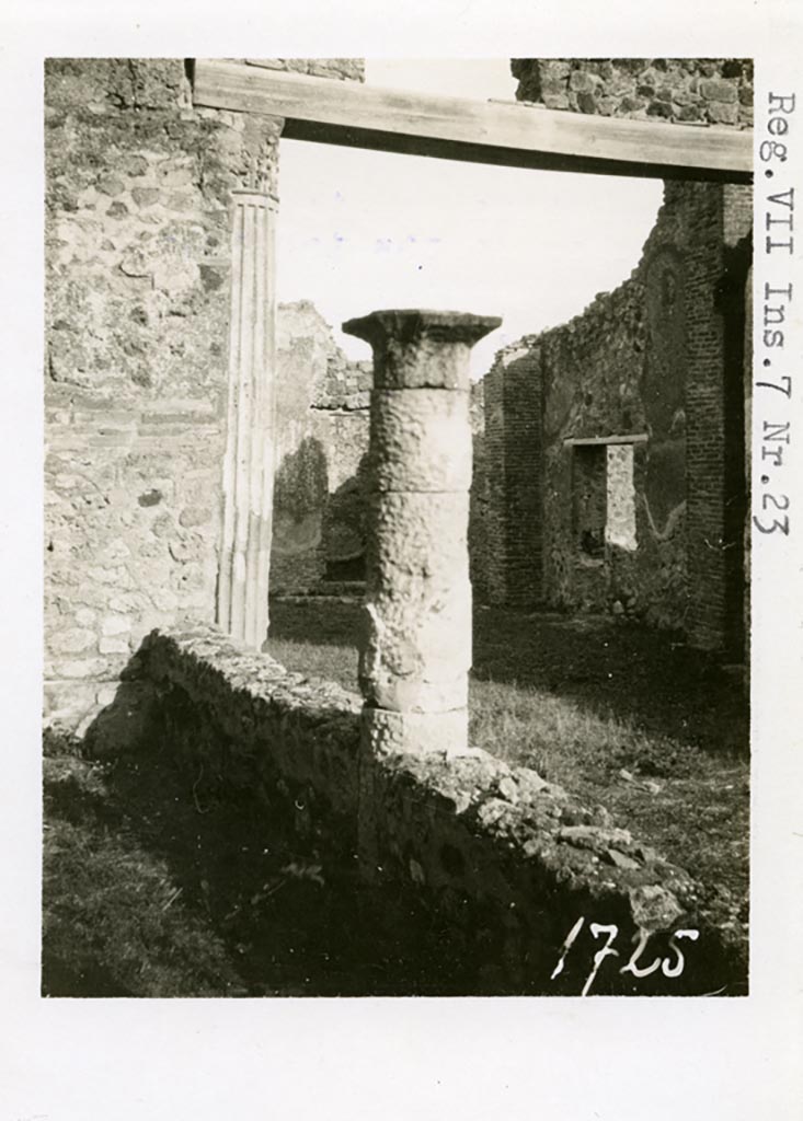 VII.7.23 Pompeii. Pre-1937-39. Looking south-east from peristyle towards south side of atrium.
Photo courtesy of American Academy in Rome, Photographic Archive. Warsher collection no. 1725.
