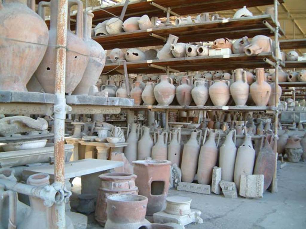 VII.7.29 Pompeii. May 2002. Looking north across items in storage. Photo courtesy of David Hingston.