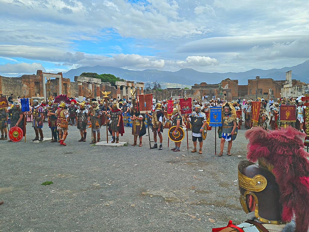 VII.8 Pompeii. 28th September 2024. 
Looking south-east across Forum, during “Ludi Pompeiani” event. Photo courtesy of Giuseppe Ciaramella.