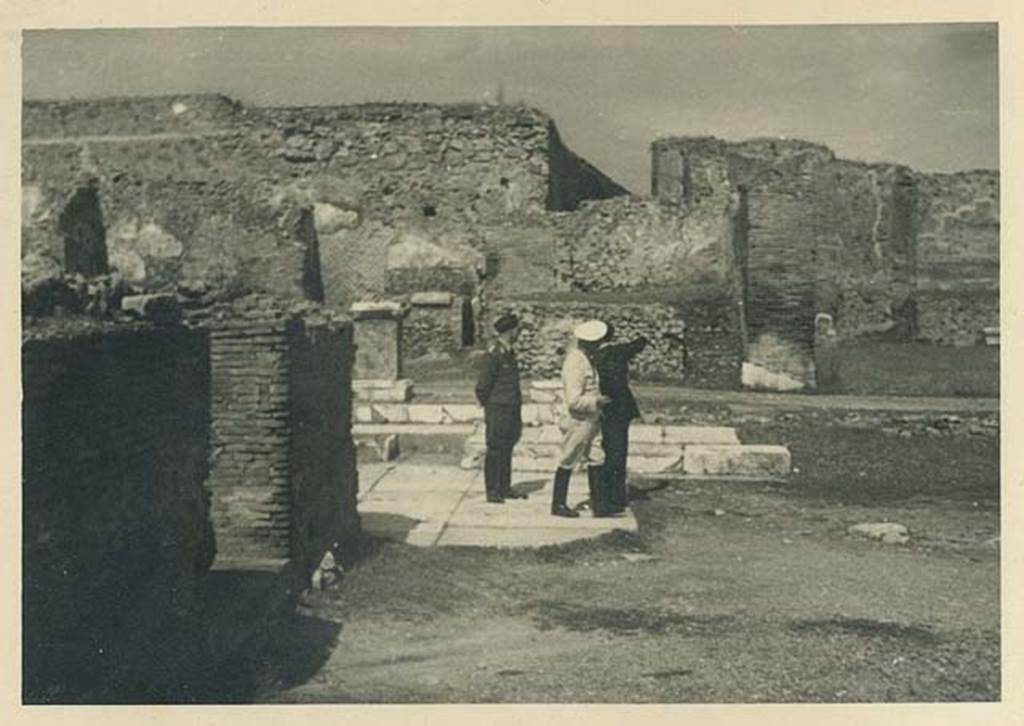 VII.8 Pompeii Forum. 4th October 1937. Looking east across north end of forum, near Temple of Jupiter, on left. Looking towards VII.9.3, on right.  Photo courtesy of Rick Bauer.