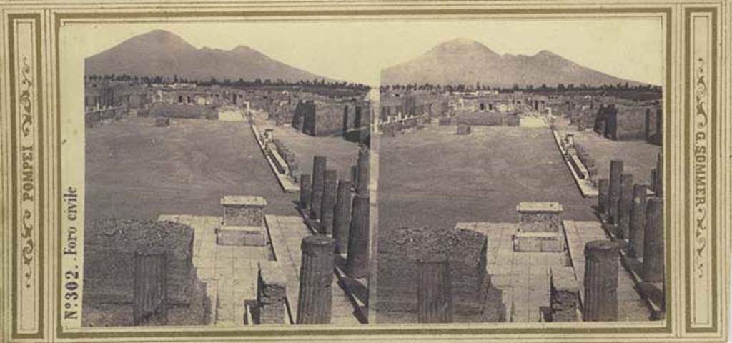 VII.8 Pompeii Forum. Stereoview by Sommer. Looking north from south-east corner. Photo courtesy of Rick Bauer.