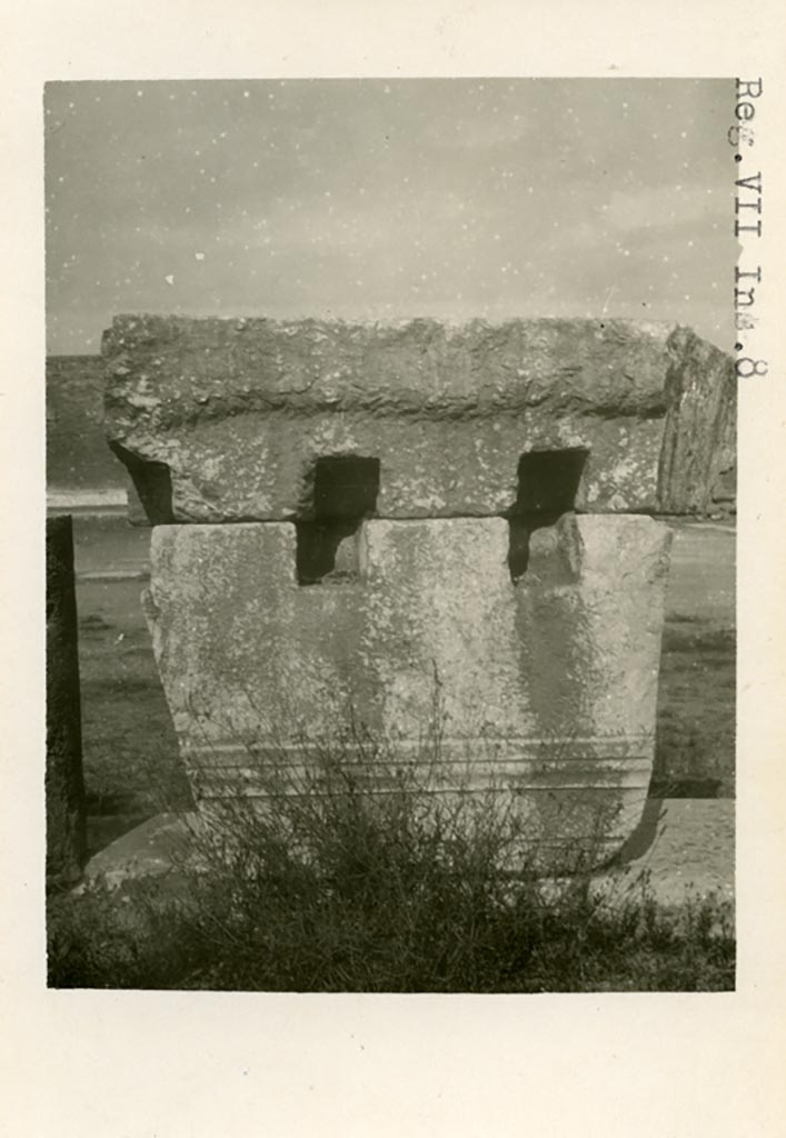 VII.8 Pompeii Forum. Pre-1937-39. Detail.
Photo courtesy of American Academy in Rome, Photographic Archive. Warsher collection no. 113