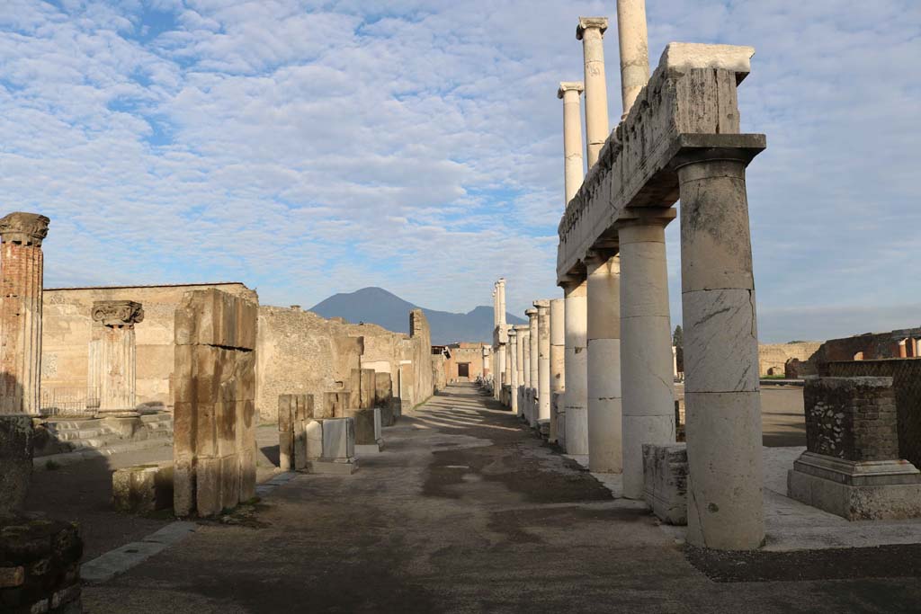 VII.8 Pompeii Forum. December 2018. Looking north along west side, from south-west corner. Photo courtesy of Aude Durand.