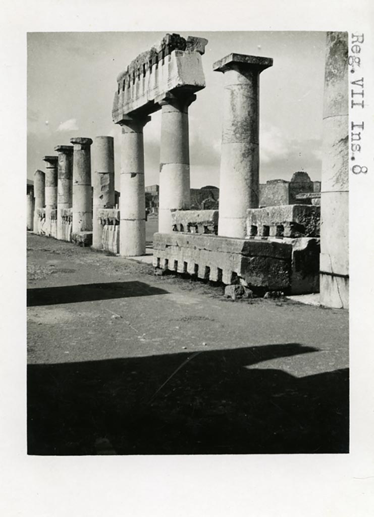 VII.8 Pompeii Forum. Pre-1937-39. Looking north-east across Forum from west side.
Photo courtesy of American Academy in Rome, Photographic Archive. Warsher collection no. 1120.