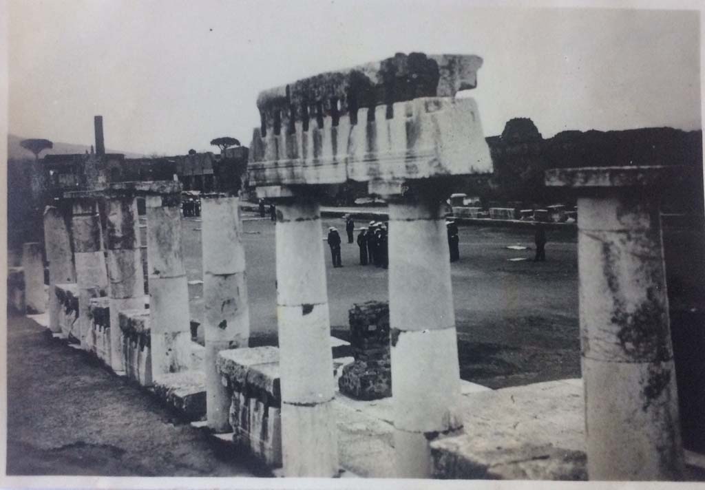 VII.8 Pompeii Forum. 1931 photograph taken by a British officer serving aboard the HMS Ramilles.
Looking north-east across Forum from west side. Photo courtesy of Rick Bauer.