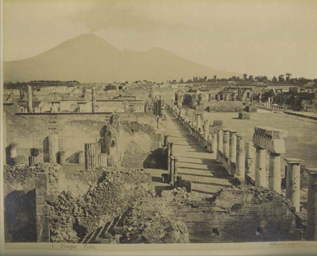 VII.8 Pompeii Forum. Mid 1890’s photo, Edizione Esposito, no. 1. 
West side, looking north from south-west corner. Photo courtesy of Rick Bauer.
