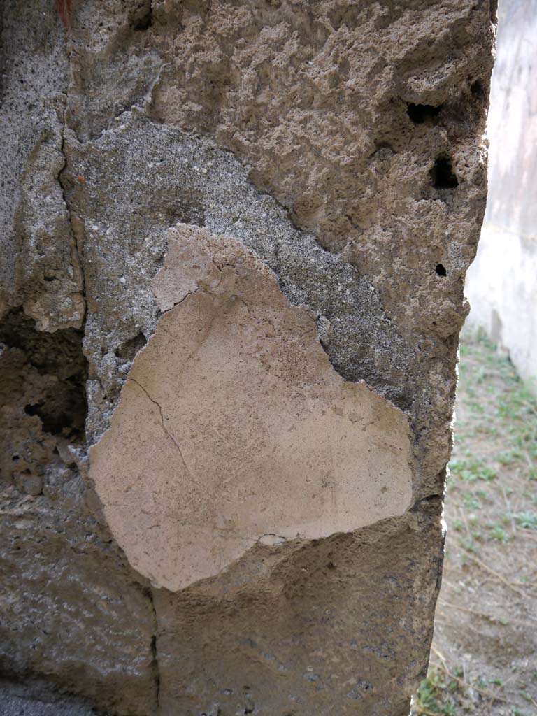 VII.8.01 Pompeii. September 2018. Detail of plaster on south wall at side of stairs.
Foto Anne Kleineberg, ERC Grant 681269 DÉCOR.