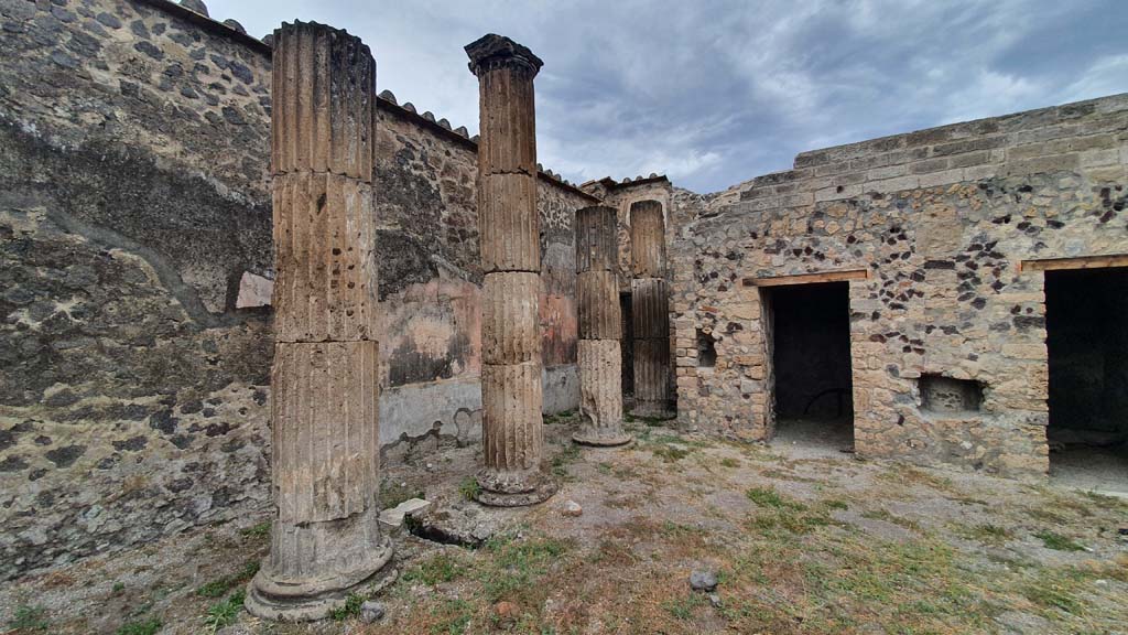 VII.8.1 Pompeii. August 2021. Looking towards north-west corner and room at west end and centre of north wall. 
Foto Annette Haug, ERC Grant 681269 DÉCOR