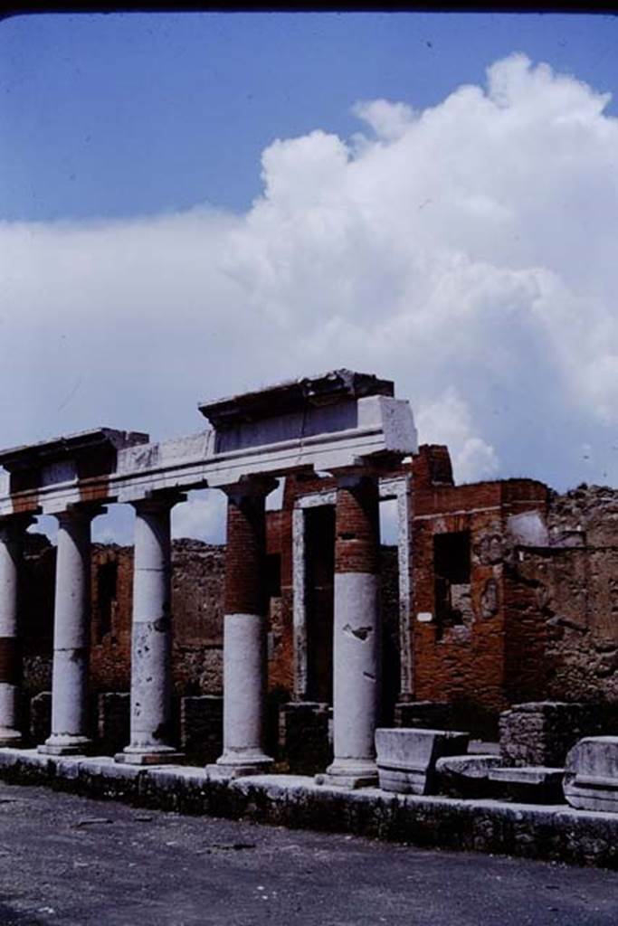 VII.9.1 Pompeii. 1964. Portico of Eumachia’s building. Photo by Stanley A. Jashemski.
Source: The Wilhelmina and Stanley A. Jashemski archive in the University of Maryland Library, Special Collections (See collection page) and made available under the Creative Commons Attribution-Non Commercial License v.4. See Licence and use details.
J64f1222