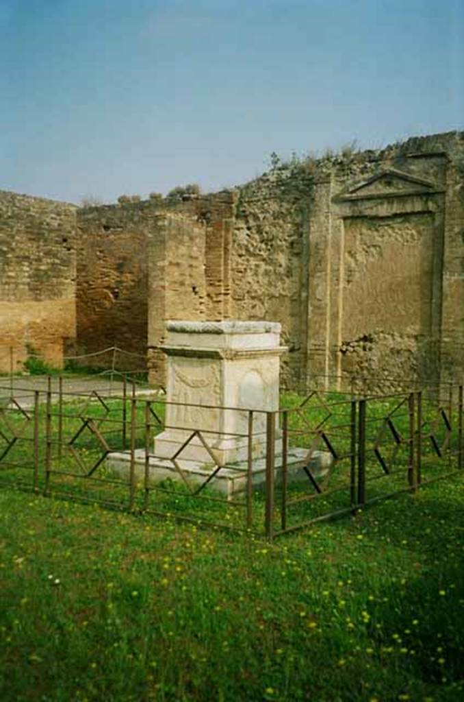 VII.9.2 Pompeii. July 2010. 
Looking across altar to north-west corner and north side of vestibule. Photo courtesy of Rick Bauer.