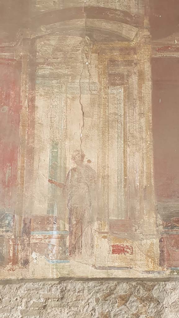 VII.9.7/8 Pompeii. August 2021. Detail from west wall.
Foto Annette Haug, ERC Grant 681269 DÉCOR.