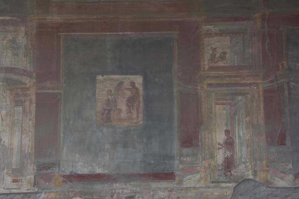 VII.9.7/8 Pompeii. March 2019. Detail from west wall in north-west corner.
Foto Annette Haug, ERC Grant 681269 DÉCOR.