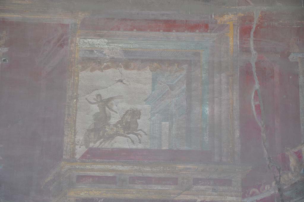 VII.9.7/8 Pompeii. July 2017. Upper west wall in north-west corner, detail of architectural painting.
Foto Annette Haug, ERC Grant 681269 DÉCOR.