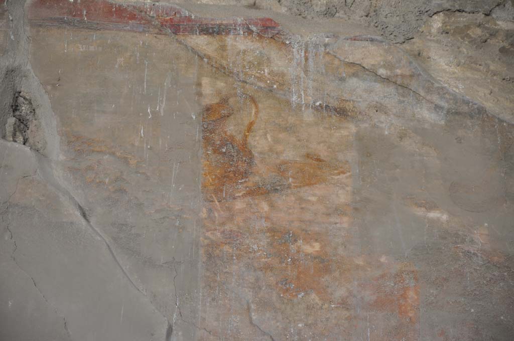 VII.9.7/8 Pompeii. July 2017. Upper west wall at north end, painted panel with jugs, detail from upper north side of panel.
Foto Annette Haug, ERC Grant 681269 DÉCOR.
