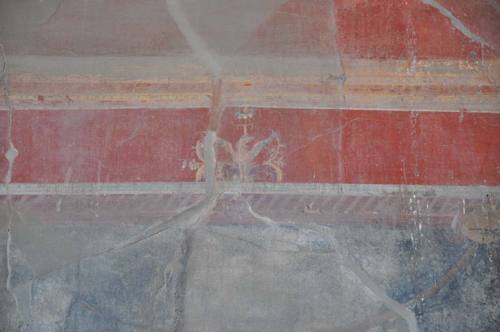 VII.9.7/8 Pompeii. July 2017. Detail from upper black painted panel from west wall at north end.
Foto Annette Haug, ERC Grant 681269 DÉCOR.