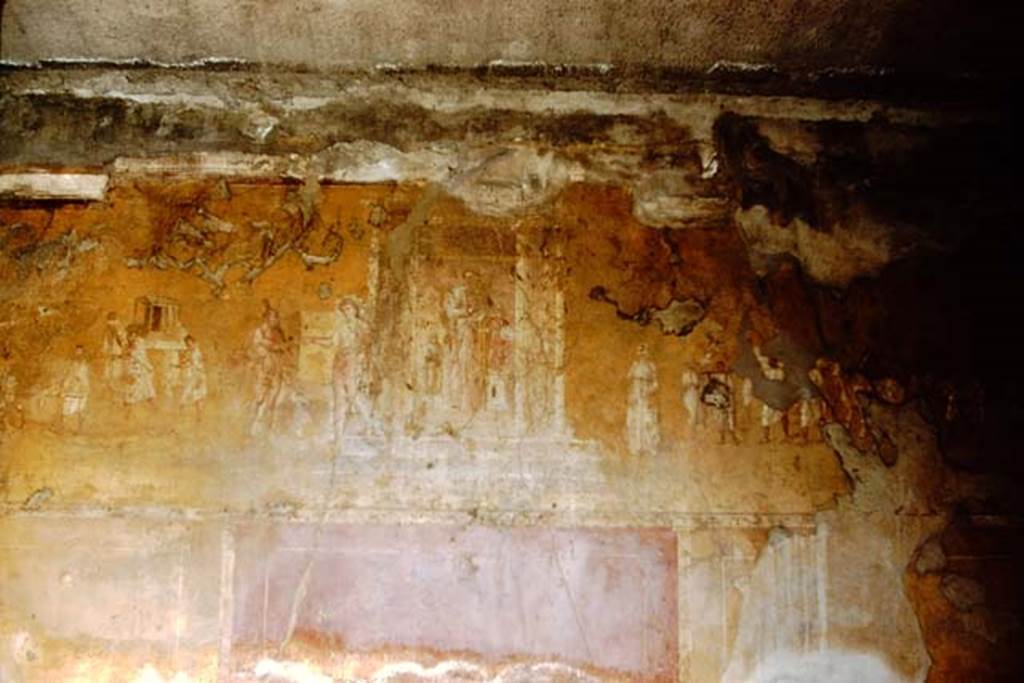 VII.9.47 Pompeii. 1961. Room 11. Oecus, north wall frieze. Photo by Stanley A. Jashemski.
Source: The Wilhelmina and Stanley A. Jashemski archive in the University of Maryland Library, Special Collections (See collection page) and made available under the Creative Commons Attribution-Non Commercial License v.4. See Licence and use details.
J61f0649