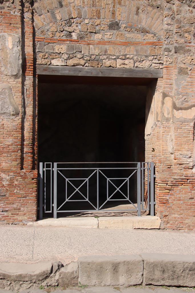 VII.9.68 Pompeii. October 2023. 
Looking north to entrance doorway into shop. Photo courtesy of Klaus Heese.