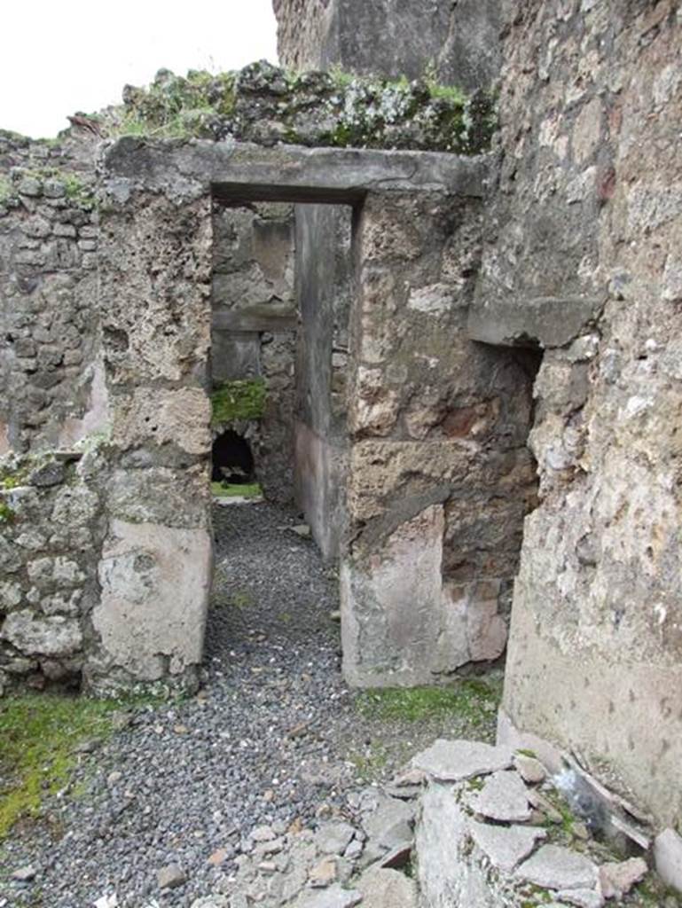 VII.10.9 Pompeii. March 2009. Looking south at doorway to corridor, ahead, and doorway to other cubiculum, on right.