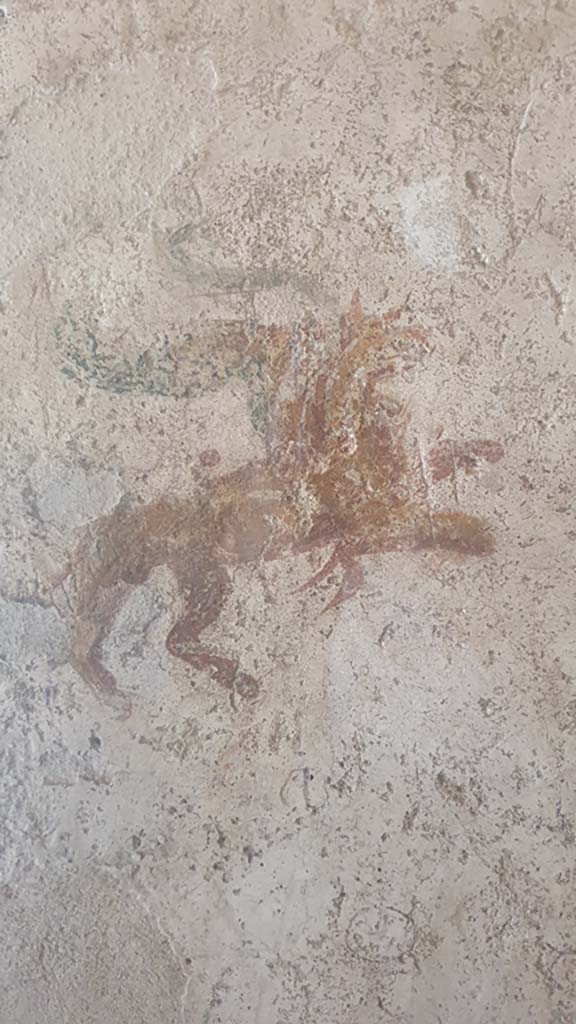 VII.12.18 Pompeii. July 2021. Detail of painted wall plaster. 
Foto Annette Haug, ERC Grant 681269 DÉCOR.