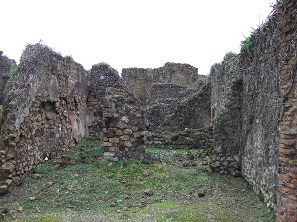 VII.12.34 Pompeii. December 2005. Looking east across bar-room. On the right at the rear was the doorway to the triclinium, on the rear left was a corridor leading to the latrine. On the extreme left, is a doorway linking to VII.12.35. According to Hobson, the siting of latrines is most often “off a narrow corridor”. In both VII.12.34 and 35, there would have been a great deal of privacy.
See Hobson, B., 2009. Latrinae et foricae: Toilets in the Roman World. London; Duckworth, (p.168)