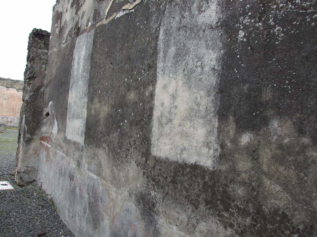 VII.14.5 Pompeii. March 2009. East wall of fauces.
According to Breton, when excavated the entrance corridor was richly decorated although the paintings had suffered greatly.
See Breton, Ernest. 1870. Pompeia, Guide de visite a Pompei, 3rd ed. Paris, Guerin.