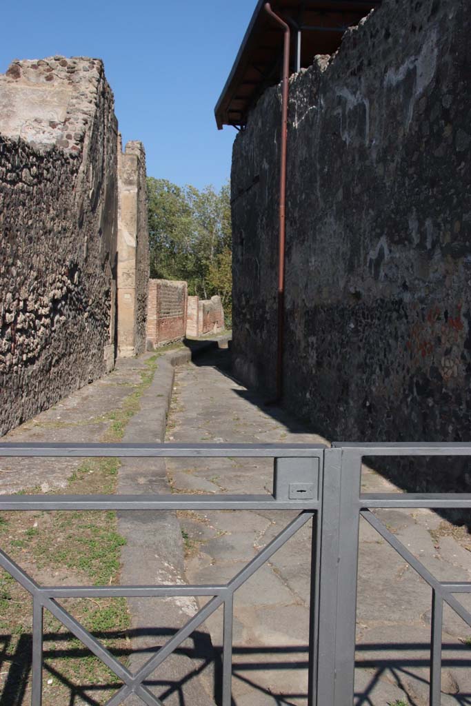 VII.15.1 Pompeii. September 2017. Looking north along side wall of VII.15.1 on Vicolo del Gigante. .  
Photo courtesy of Klaus Heese.