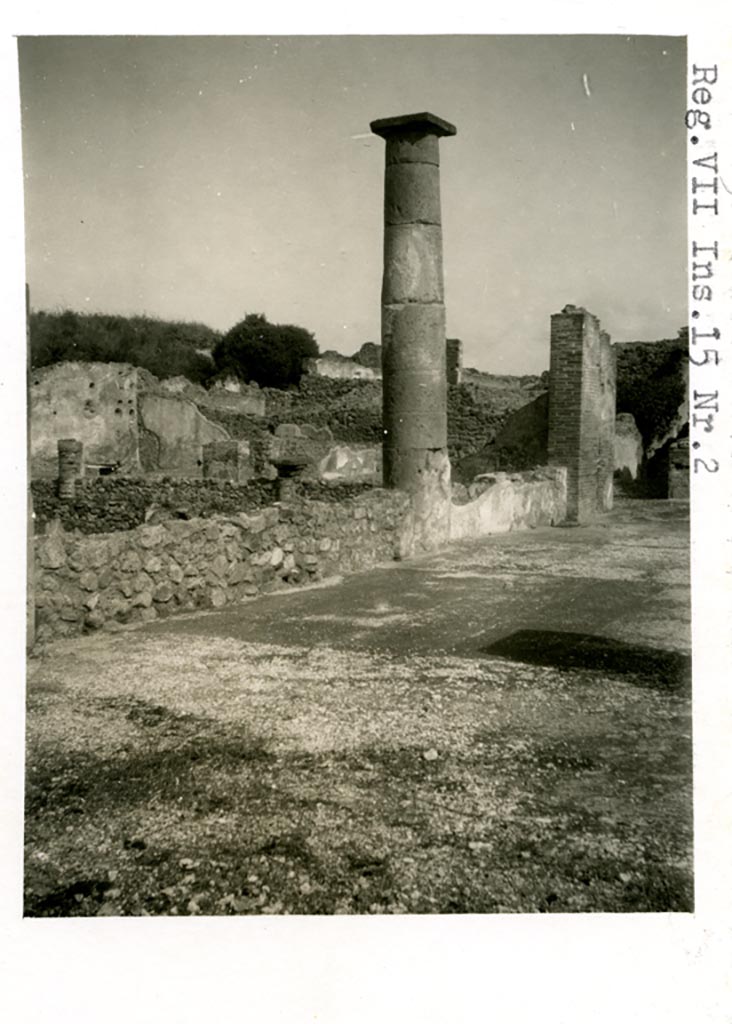 VII.15.2 Pompeii. Pre-1937-39. Area to rear of tablinum, looking north-east.  
Photo courtesy of American Academy in Rome, Photographic Archive. Warsher collection no. 1453.