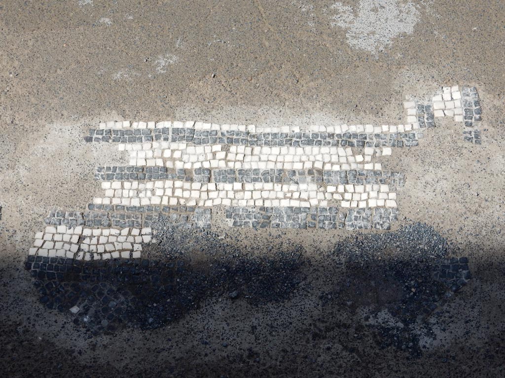 VII.15.2 Pompeii. May 2018. Detail of mosaic flooring in atrium. Photo courtesy of Buzz Ferebee.