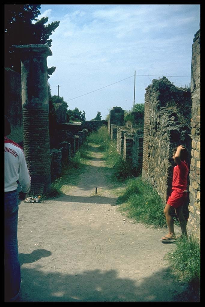VII.16 Pompeii. Looking west towards VII.16.1, VII.16.2, VII.16.3, VII.16.4.
Photographed 1970-79 by Günther Einhorn, picture courtesy of his son Ralf Einhorn.