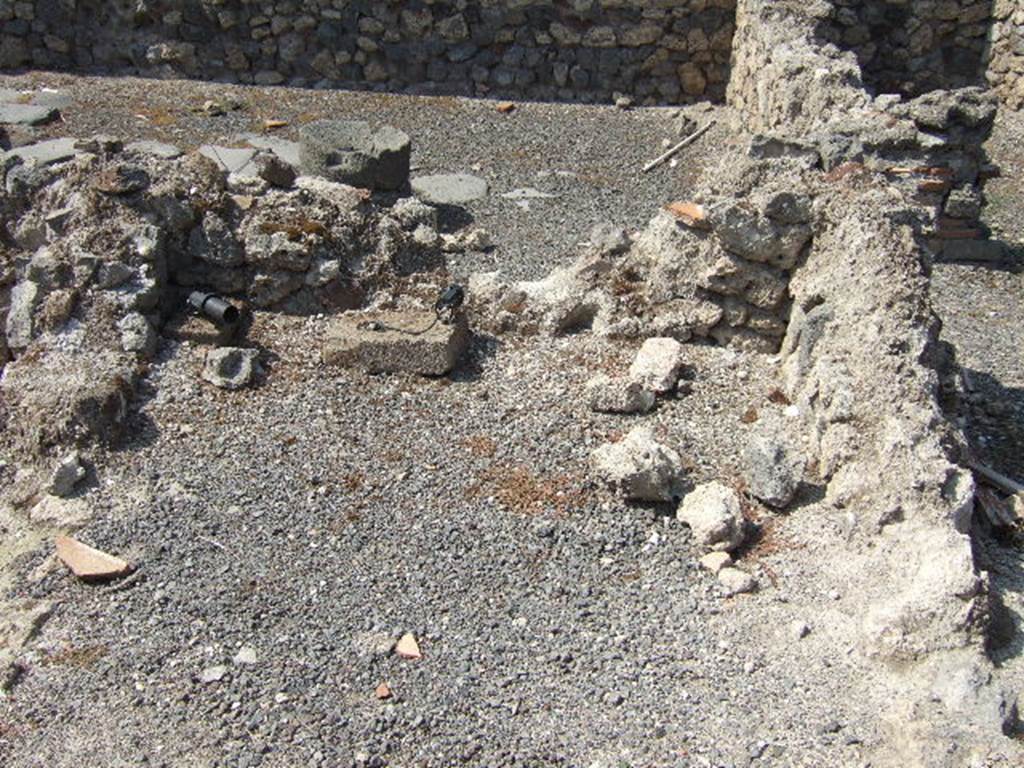VII.16.8 Pompeii. September 2005. Site of steps to upper floor, in foreground. At the rear would be VII.16.6. On the right would be VII.16.9.
See Eschebach, L., 1993. Gebäudeverzeichnis und Stadtplan der antiken Stadt Pompeji. Köln: Böhlau. (p. 347).