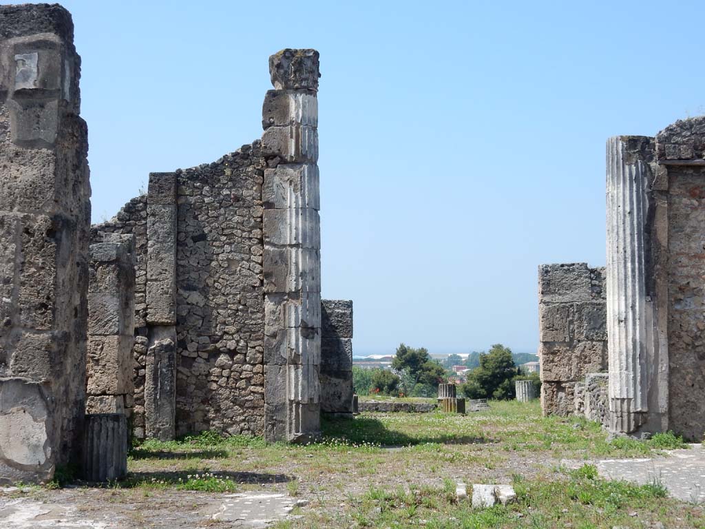 VII.16.13 Pompeii. June 2019. 
Looking towards south-west corner of atrium, room 2. Looking towards ala room 14 on left and tablinum room 9 on right.
Photo courtesy of Buzz Ferebee.