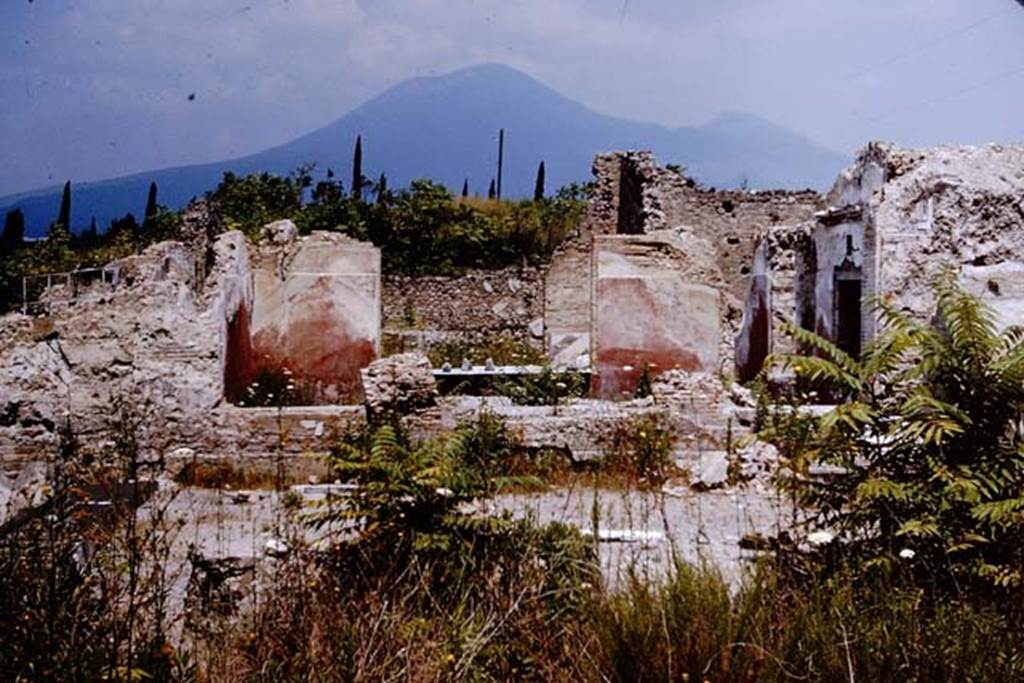 VII.16.22 Pompeii. 1964.  Looking north, across large triclinium on street level floor (top floor) towards the courtyard. The doorway leading to the corridor from near the entrance doorway, can be seen on the right. Photo by Stanley A. Jashemski. (Other street level (top floor) photos can be seen in VII.16.22.
Source: The Wilhelmina and Stanley A. Jashemski archive in the University of Maryland Library, Special Collections (See collection page) and made available under the Creative Commons Attribution-Non Commercial License v.4. See Licence and use details.
J64f2028