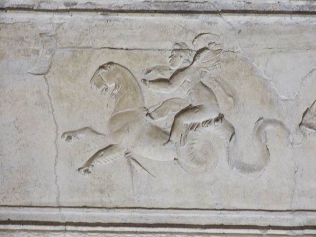 VII.16.a Pompeii. December 2006. Room 6, detail of decorative stucco frieze.