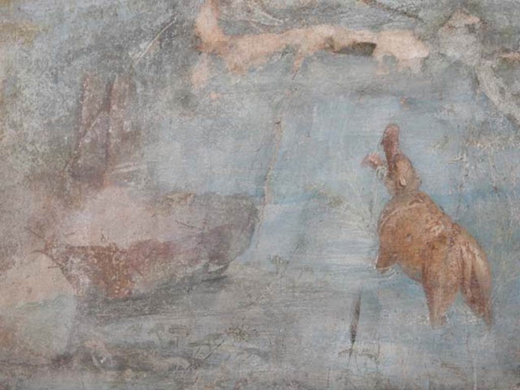 VII.16.a Pompeii. May 2015. Room 9, detail from upper part of east wall. Photo courtesy of Buzz Ferebee.