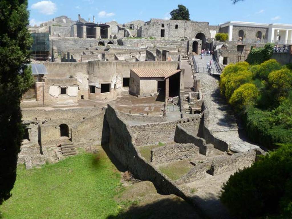 VII.16.a Pompeii. May 2011. Suburban Baths and Porta Marina, looking east. Photo courtesy of Michael Binns.