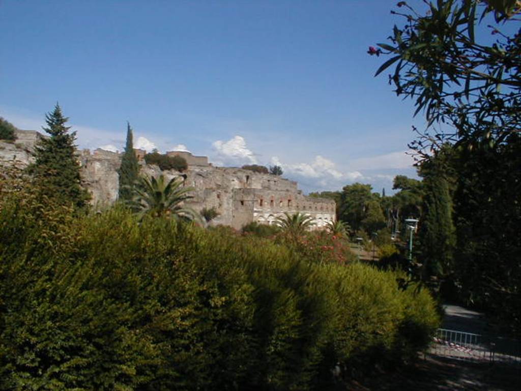 VIII.1.3 Pompeii.  View of VIII.1 and VIII.2 from exit of site.  September 2004.