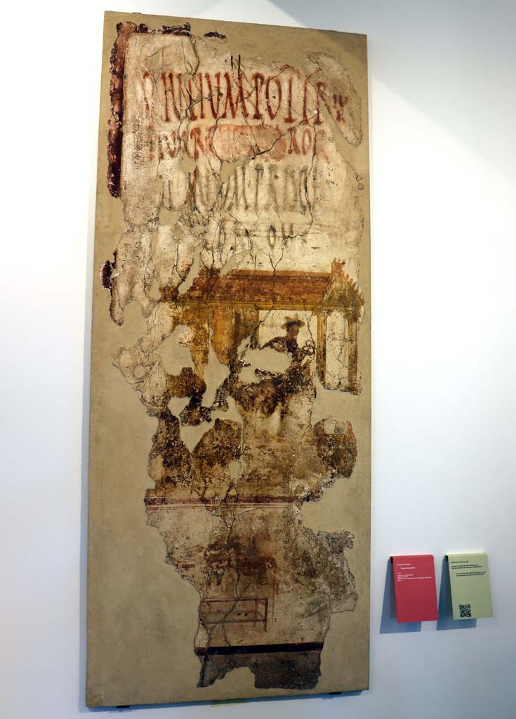 VIII.1.4 Pompeii. February 2021. Fresco of Mercury with electoral inscription, found at IX.7.7.
Photo courtesy of Fabien Bièvre-Perrin (CC BY-NC-SA).