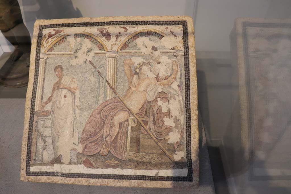 VIII.1.4 Pompeii. February 2021.  Found in area of Via del Vesuvio, Pompeii. 
Central mosaic picture that adorned a fountain, in front of which there was a statuette of a rabbit.
Photo courtesy of Fabien Bièvre-Perrin (CC BY-NC-SA).