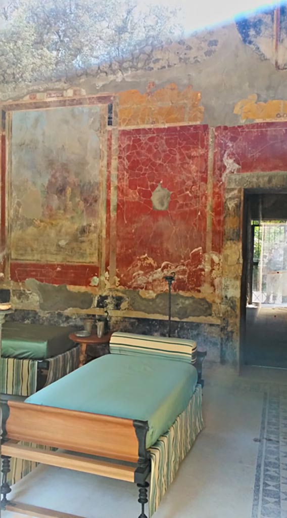 VIII.1.a, Pompeii. 2016/2017. 
Looking north at east end of Triclinium C. Photo courtesy of Giuseppe Ciaramella.