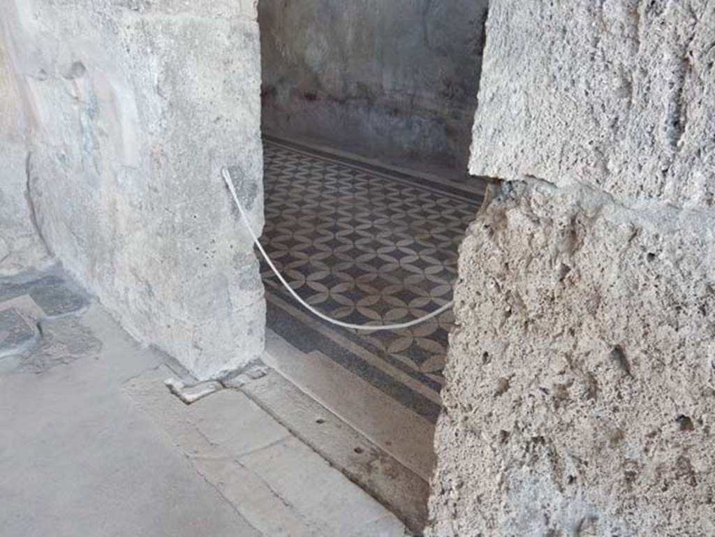 VIII.2.1 Pompeii. May 2018. Doorway to triclinium in north-east corner, on east side of atrium. Photo courtesy of Buzz Ferebee.