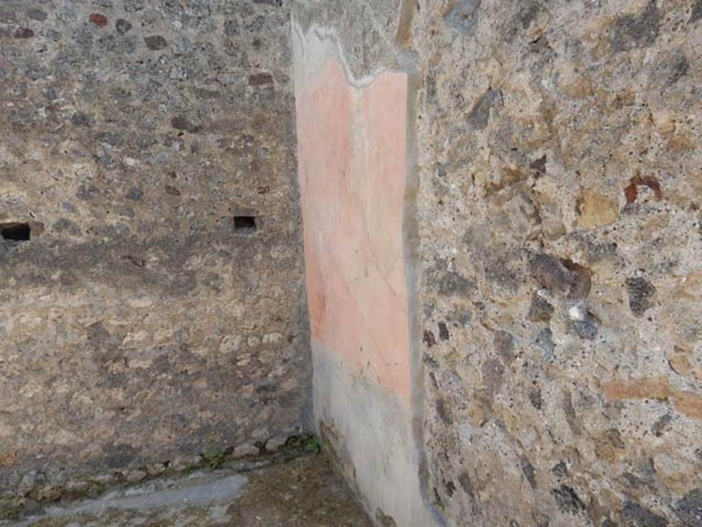 VIII.2.13 Pompeii. May 2018. Remains of painted decoration in south-west corner. Photo courtesy of Buzz Ferebee.