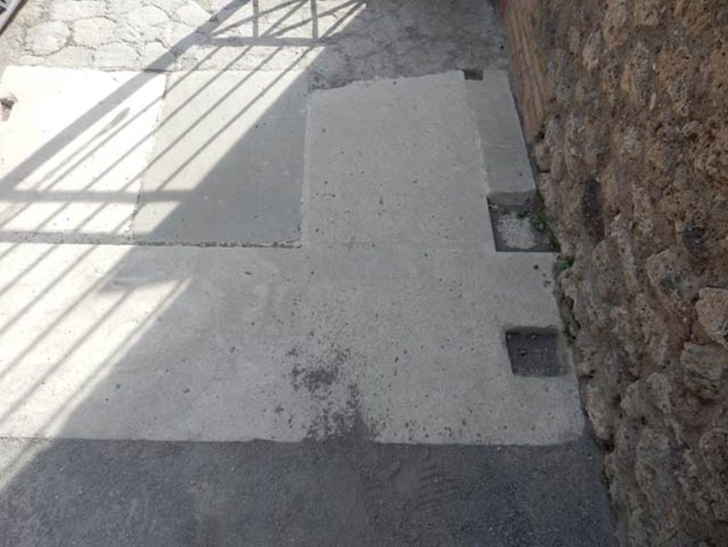 VIII.2.14 Pompeii. May 2017. Detail of vestibule flooring. Photo courtesy of Buzz Ferebee.