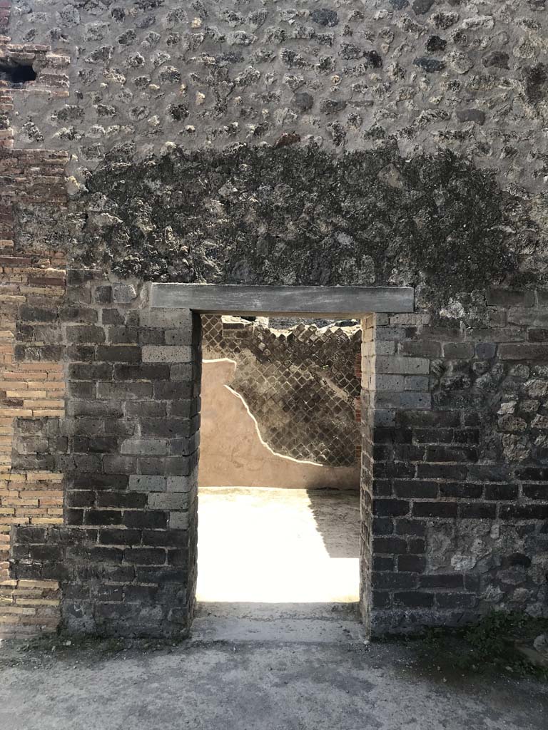 VIII.2.14 Pompeii. April 2019. Doorway to room on south side of entrance corridor, looking east.
Photo courtesy of Rick Bauer.