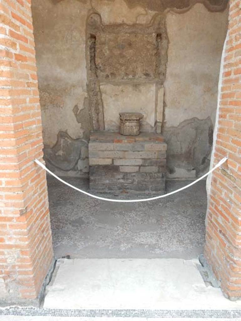 VIII.2.16 Pompeii. May 2017.  Doorway to room on south side of atrium, with household shrine. Photo courtesy of Buzz Ferebee.