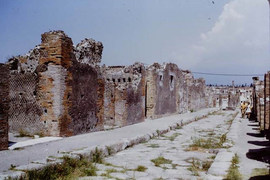 VIII.2.16 Pompeii, on left with white marble sill. 1968. 
Looking north along Via delle Scuole, looking north. Photo by Stanley A. Jashemski.
Source: The Wilhelmina and Stanley A. Jashemski archive in the University of Maryland Library, Special Collections (See collection page) and made available under the Creative Commons Attribution-Non-Commercial License v.4. See Licence and use details.
J68f1232