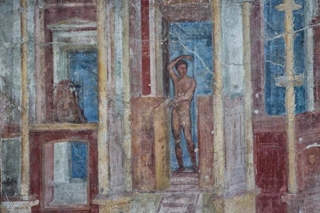 VIII.2.23 Pompeii. April 2018. Detail of painting on the south wall, east end. Photo courtesy of Ian Lycett-King. 
Use is subject to Creative Commons Attribution-NonCommercial License v.4 International.