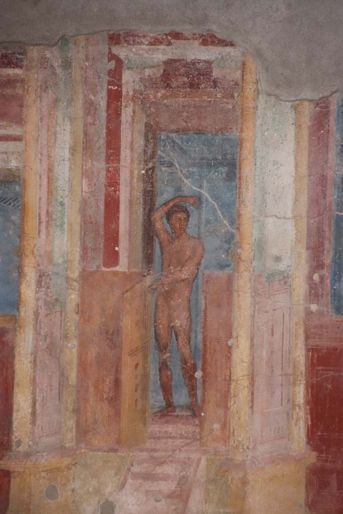 VIII.2.23 Pompeii. October 2020. Detail of painting of figure at east end of south wall. 
Photo courtesy of Klaus Heese.