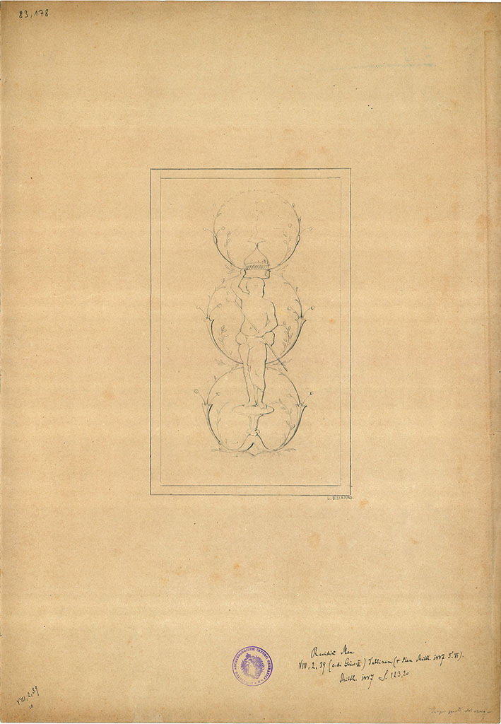 VIII.2.39 Pompeii. Sketch by G. Discanno, of wall decoration in tablinum. 
DAIR 83.178. Photo © Deutsches Archäologisches Institut, Abteilung Rom, Arkiv.