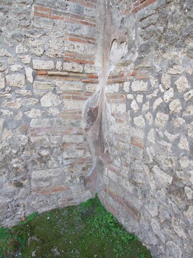 VIII.3.5 Pompeii. December 2007. Remains of plaster in south-west corner.