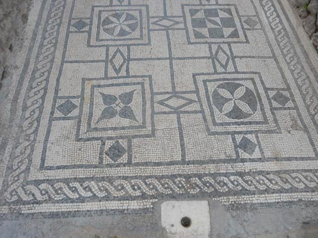 VIII.3.8 Pompeii. May 2016. Mosaic in entrance corridor/fauces, at northern end. 
Photo courtesy of Buzz Ferebee.